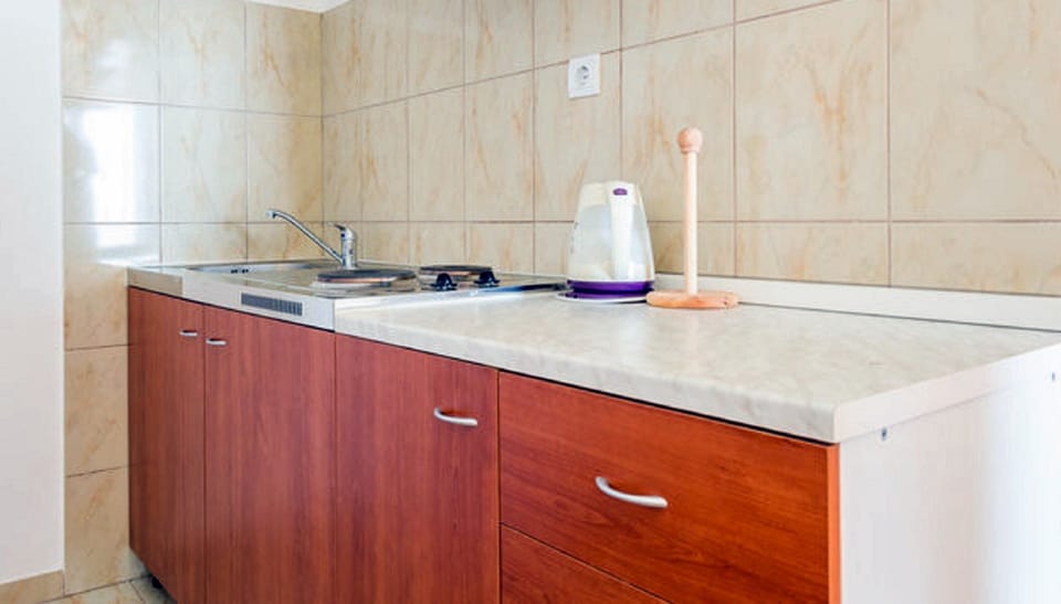 Studio (Guest House Fontana - Superior Studio) | Private kitchen | Fridge, microwave, stovetop, electric kettle