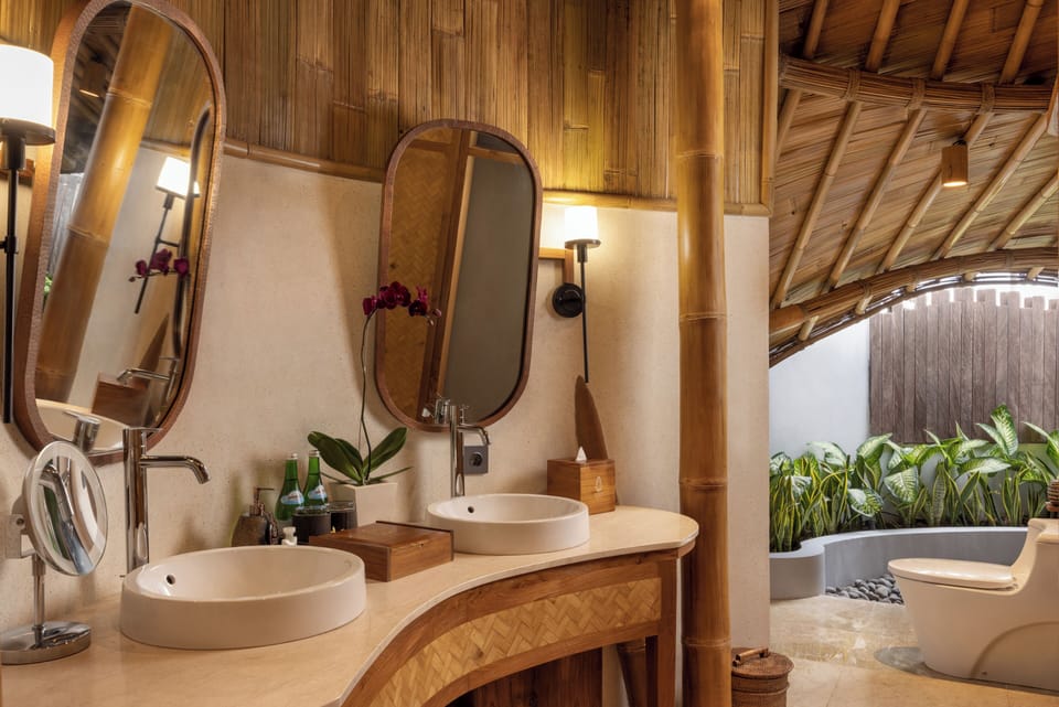 Two Storey Pool Villa | Bathroom | Separate tub and shower, free toiletries, hair dryer, slippers