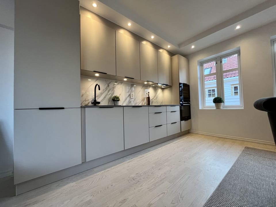 Modern kitchen with all appliances.