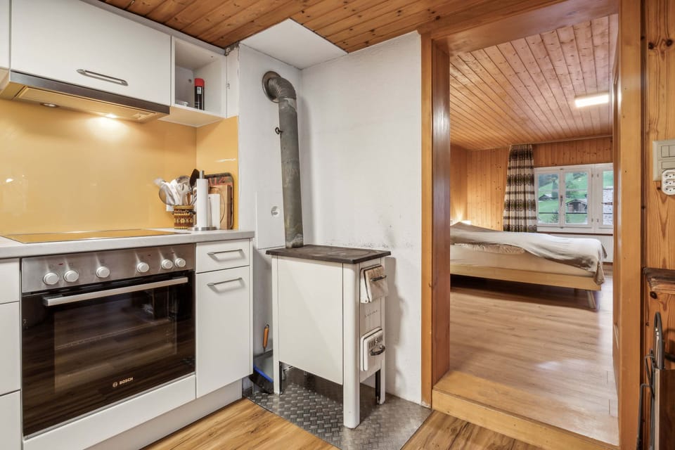 Kitchen with oven, stove, fireplace, and everything you need to prepare delicious meals.
