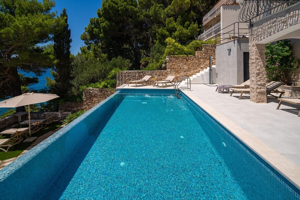 Pool water is treated with a gentle electrolytic filtering system that is kind to your skin.