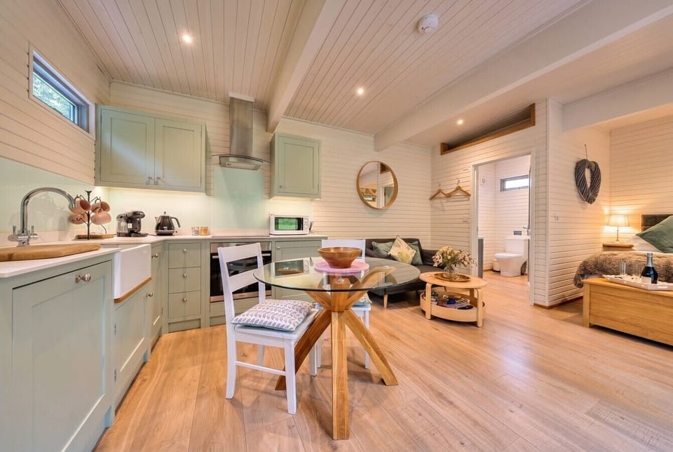 Open plan kitchen, living room and bedroom