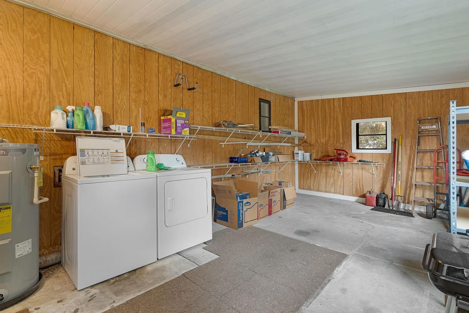A dedicated laundry space with a full-size washer and dryer is available for your convenience during your stay, along with plenty of storage for all your gear.