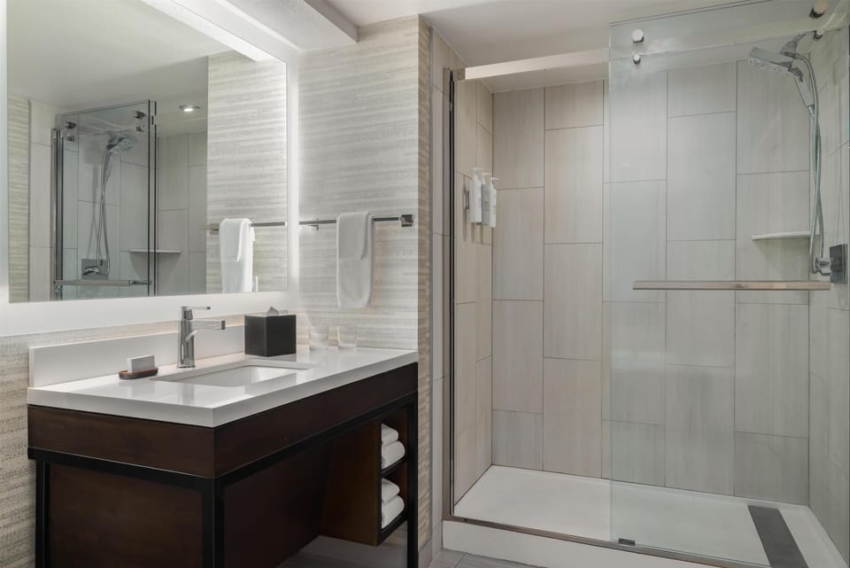 Suite, 1 King Bed, Non Smoking | Bathroom | Free toiletries, hair dryer, towels, soap