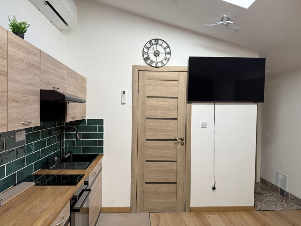 Fridge, oven, stovetop, electric kettle