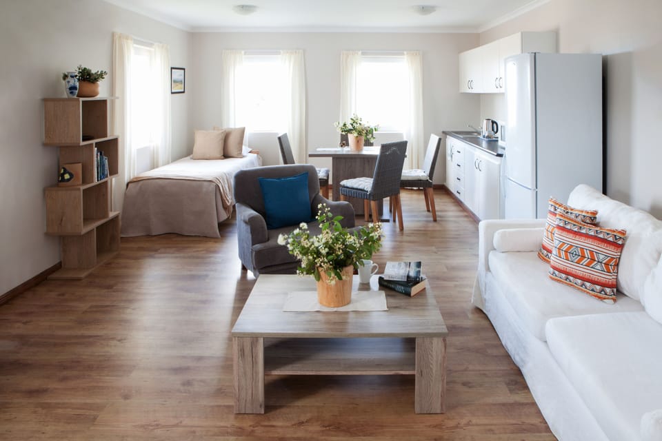One-Bedroom Apartment With Sea View | Living room | LCD TV, Netflix, streaming services