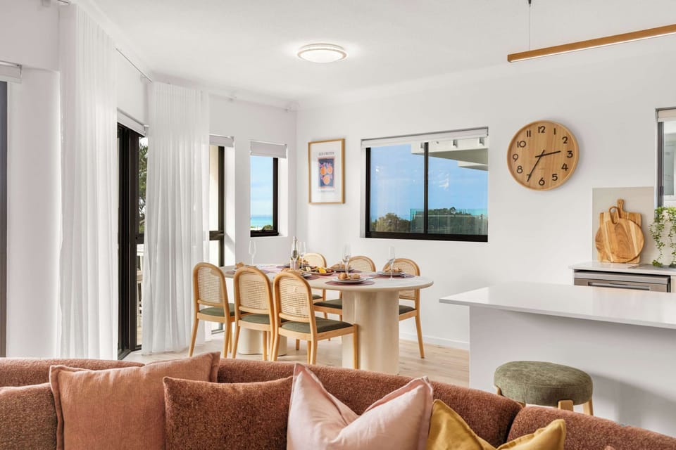 Dining table comfortably seating six guests
