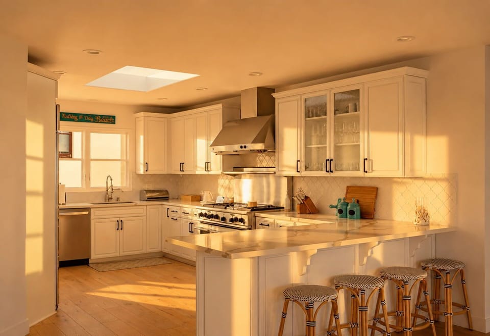 The heart of the home. A bright, open kitchen featuring island seating and seamless indoor-outdoor flow.