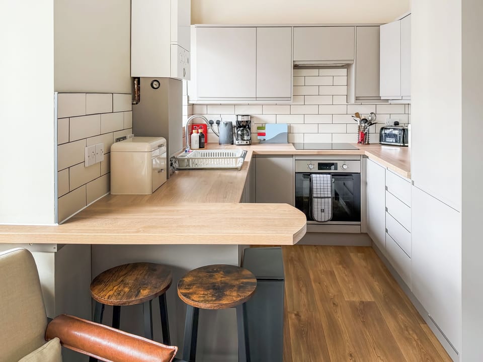 Newly refurbished kitchen, fully stocked with all the essentials | Louisa Bay - St Augustine&rsquo;s Stays, Broadstairs