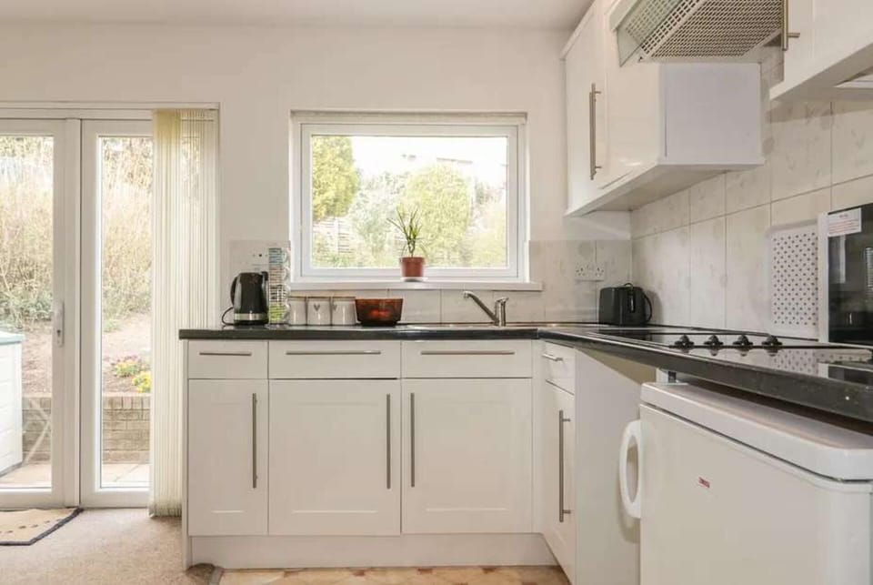 Fridge, microwave, stovetop, electric kettle