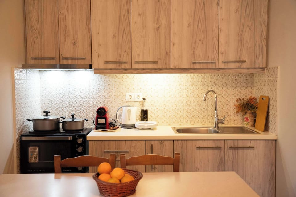 Practical kitchen counter with cooking essentials and storage space
