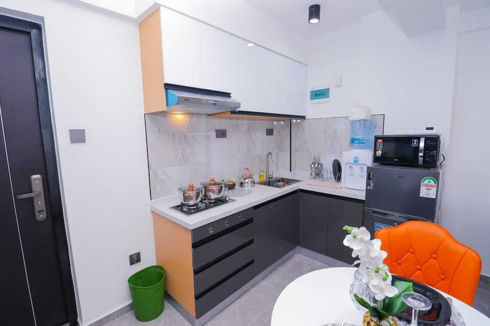 Classic Apartment, Balcony, City View | Private kitchen | Coffee/tea maker, full-size fridge, microwave, oven