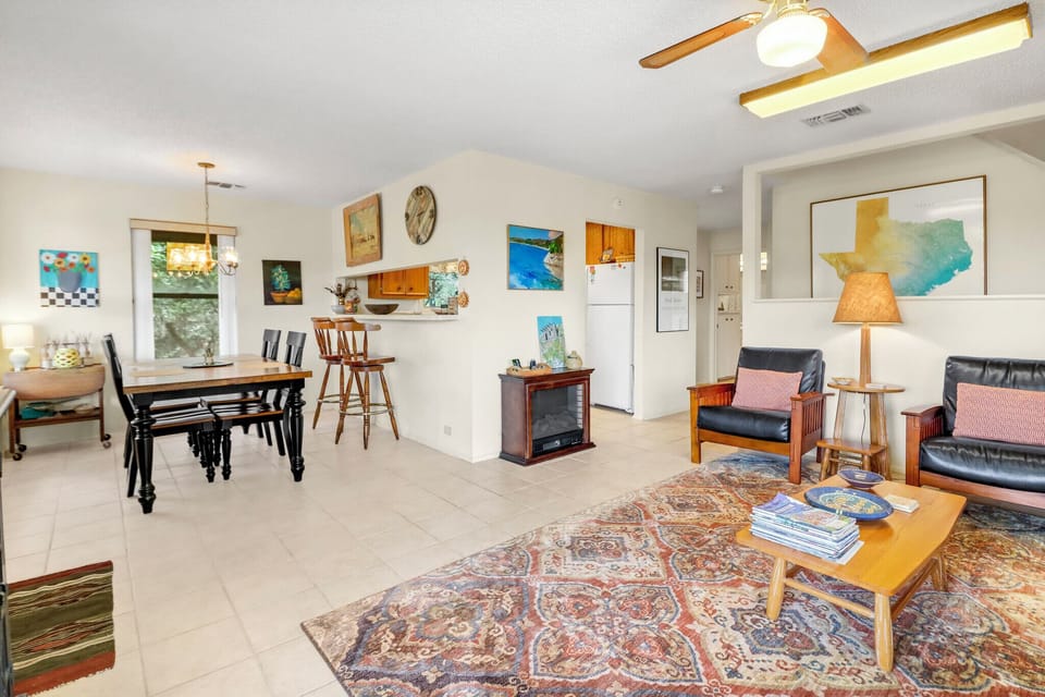 The living room opens up to the dining room