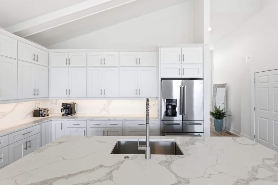 The heart of the home features a stunning chef's kitchen.