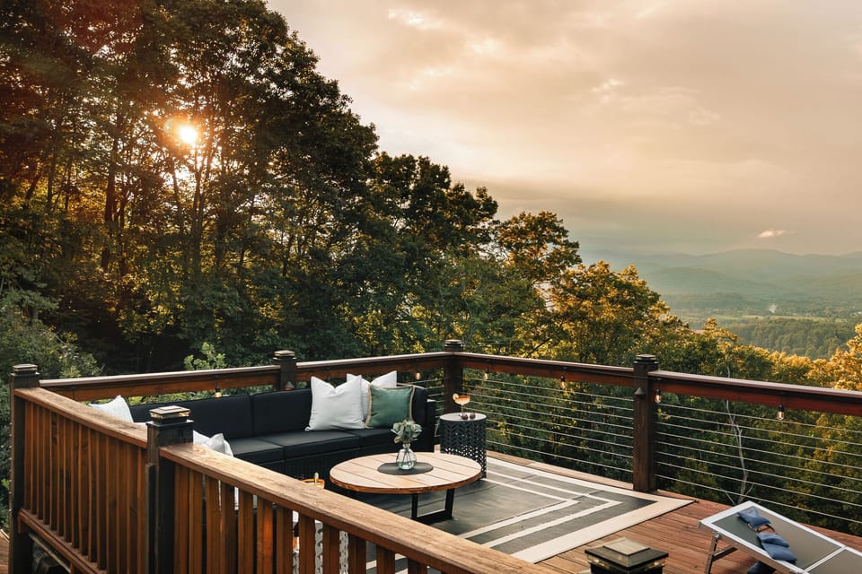 {Sunset Deck} Settle in with a drink and watch the sun disappear behind layers of the Blue Ridge Mountains from your own private mountain retreat.