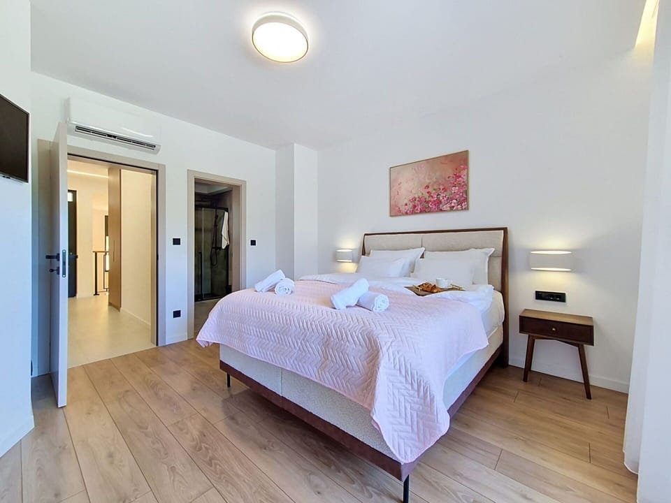 Bed, Interior Design, Furniture, Flooring, Floor, Bedroom, Room, Wood, Ceiling, Bed Sheet