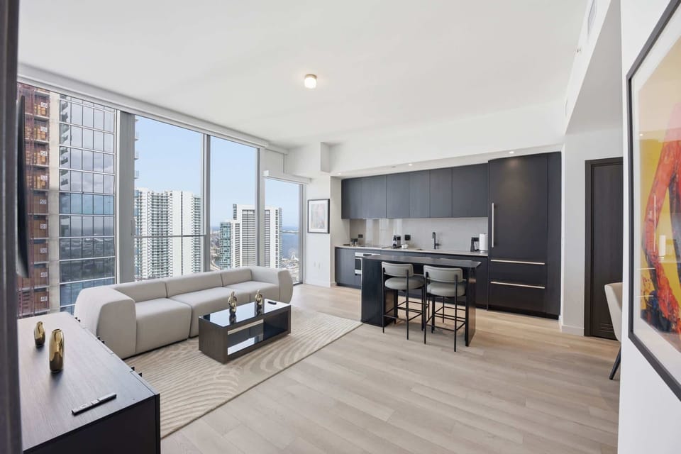 Open-concept layout connecting living and dining.