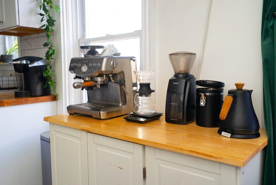Coffee Station | Espresso Machine & Baratza Grinder | Pour-Over Setup & Gooseneck Kettle