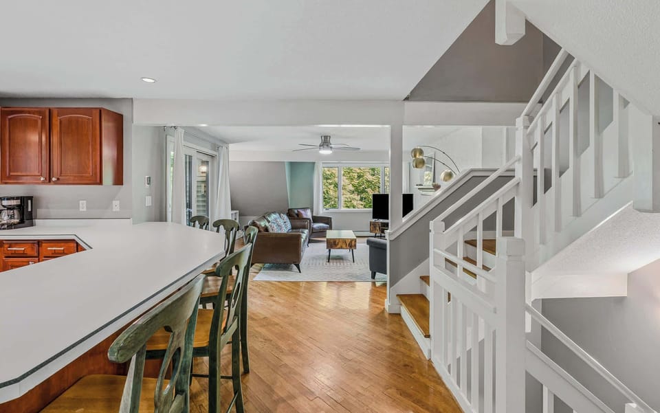 Open floor plan from kitchen to living room