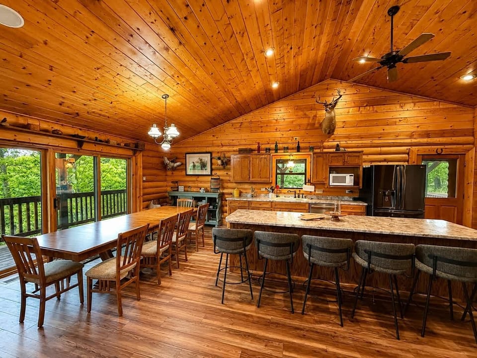 The open kitchen offers ample space & all the comforts of home​