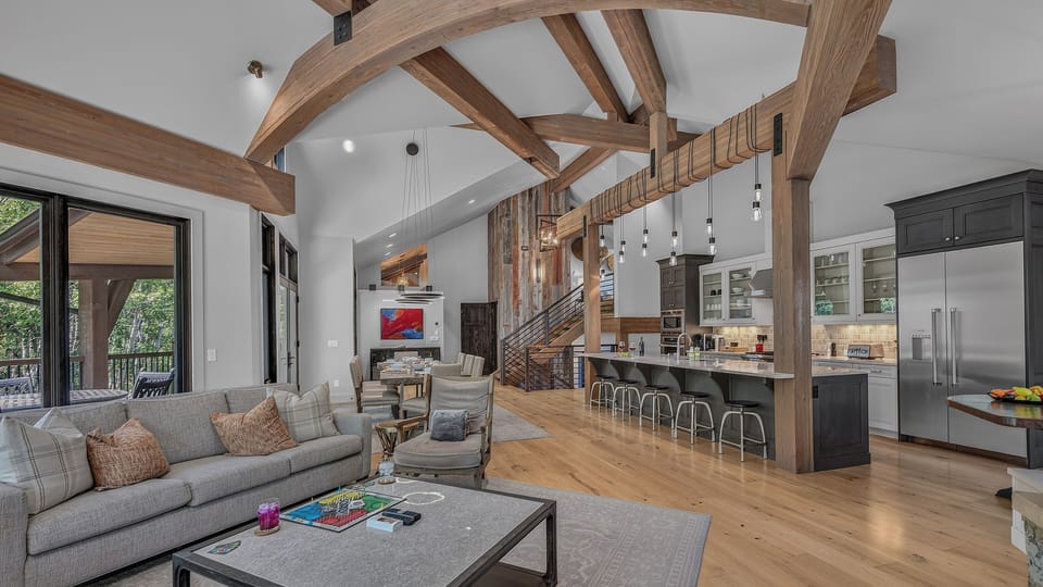 Great Room, Upper Level - Seating area beside kitchen and dining area