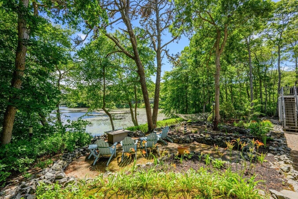 Fire pit with lake view