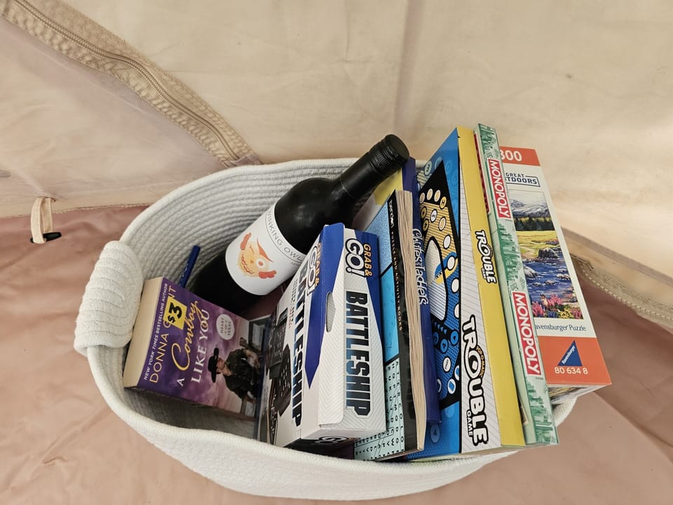 Spend the evening unplugged with books, puzzles, board games, and a bottle of wine after a day of hiking, rafting, or scenic drives.