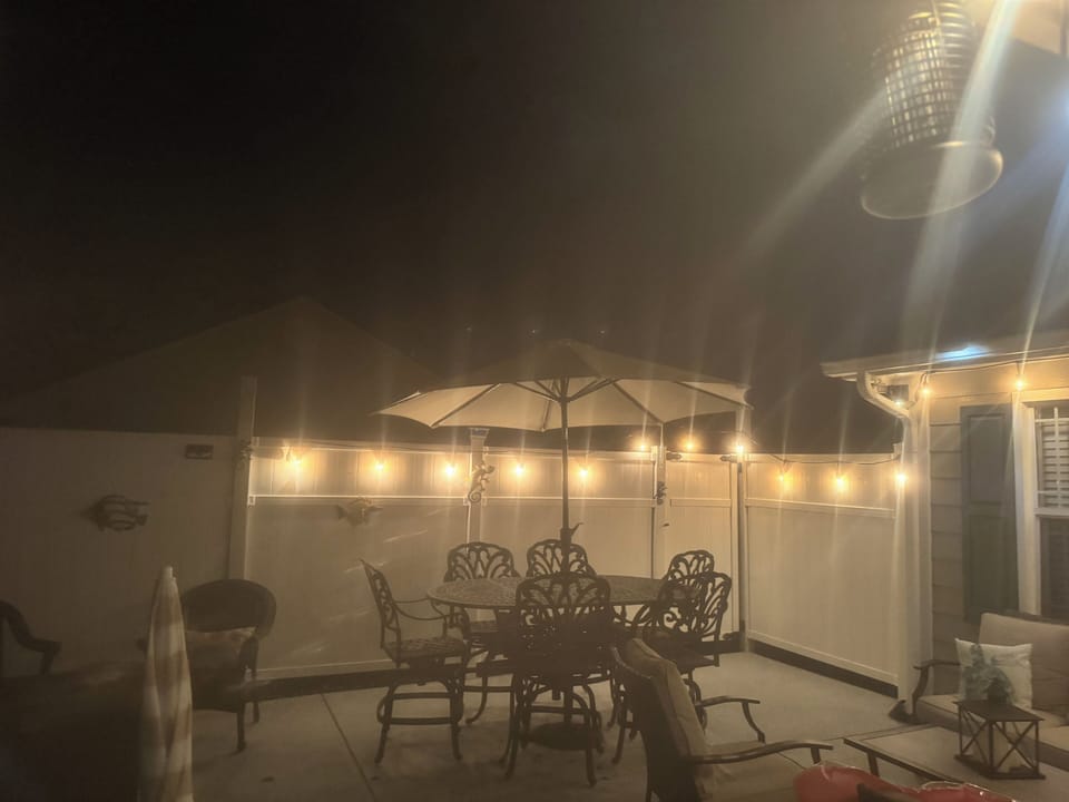 Outdoor patio with lights 