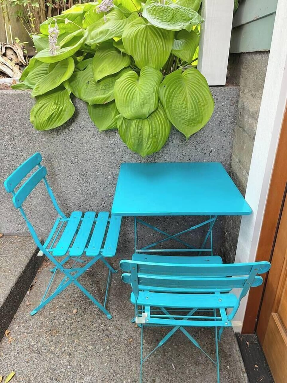 Patio cafe table to enjoy a cup of coffee or a glass of wine.
