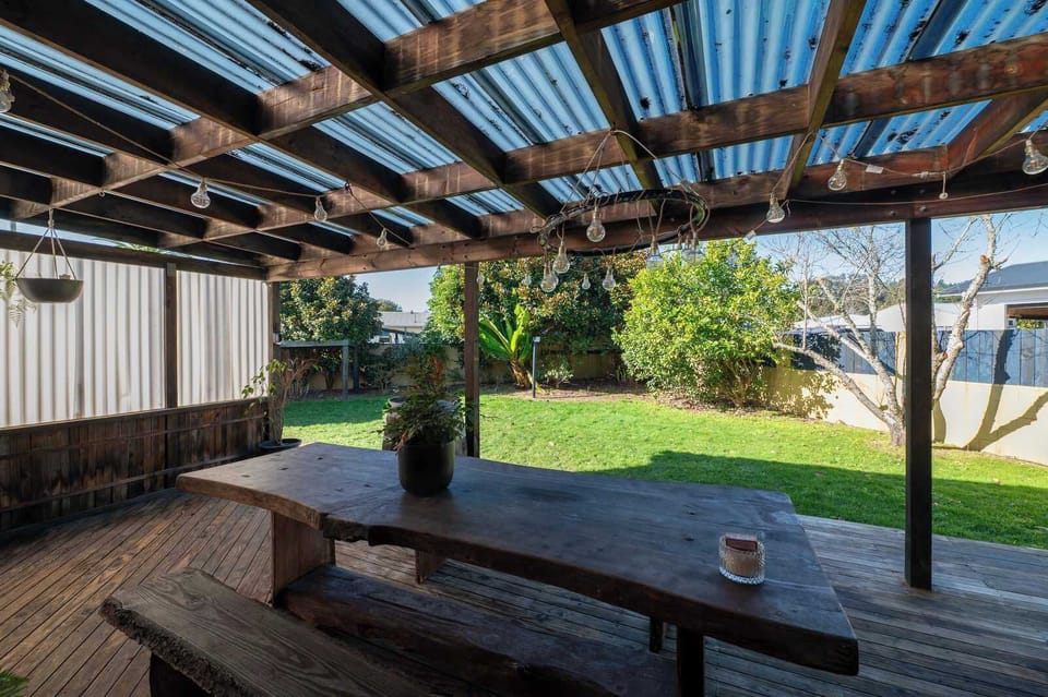 Covered deck looking over the garden