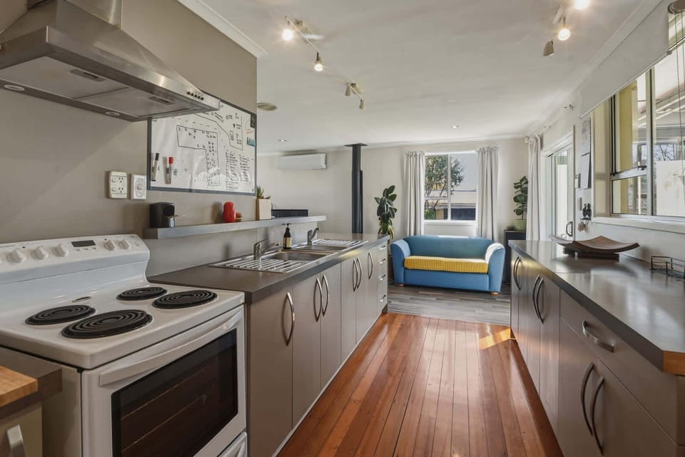 Galley kitchen with electric oven