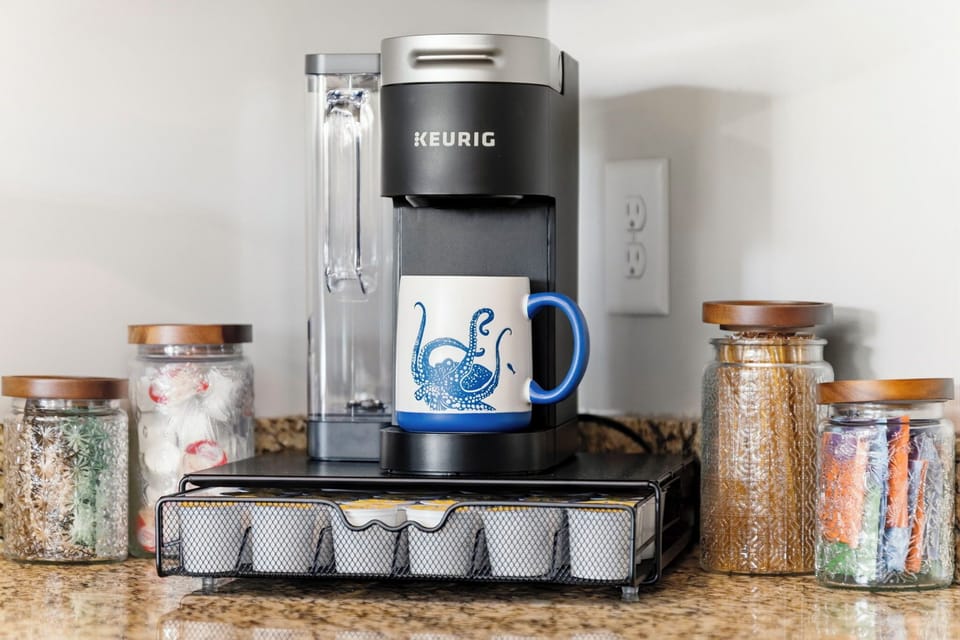Start every beach day right with our fully stocked coffee station.