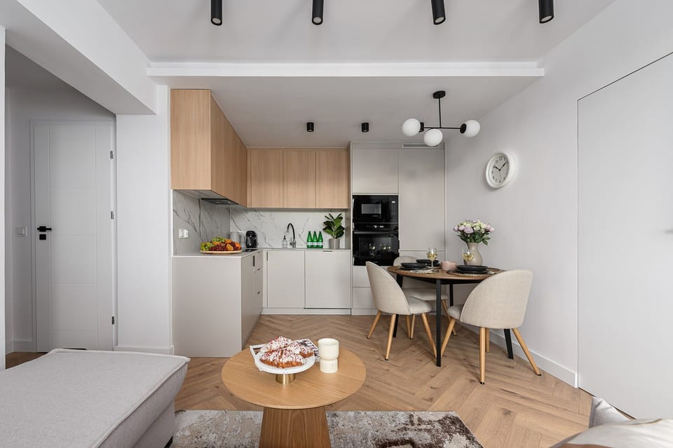 Design Apartment, 3 Bedrooms, City View | Private kitchen | Espresso maker, electric kettle, highchair