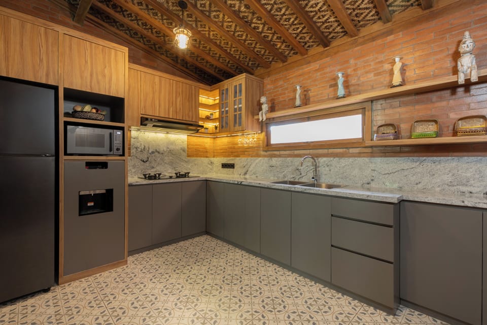 Deluxe Villa, 2 Bedrooms, Pool View | Private kitchen | Full-size fridge, microwave, oven, stovetop