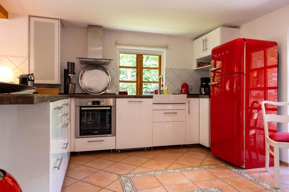 Kitchen with retro fridge