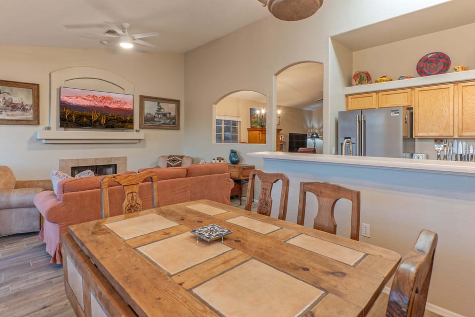 The great room features several gathering places to enjoy time with your favorite people