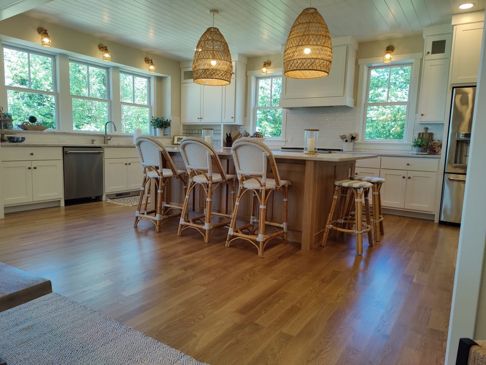 Large Island with 7 Stools (2 on same side as sink)