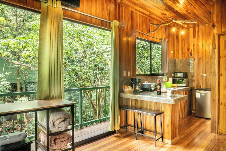 Deluxe Tree House, Balcony, Mountain View | Private kitchen | Fridge, microwave, oven, stovetop