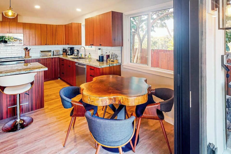 Dining Area with Live-Edge Table & Open Kitchen View