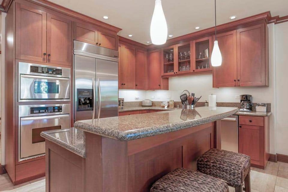 Spacious kitchen with generous counter space
