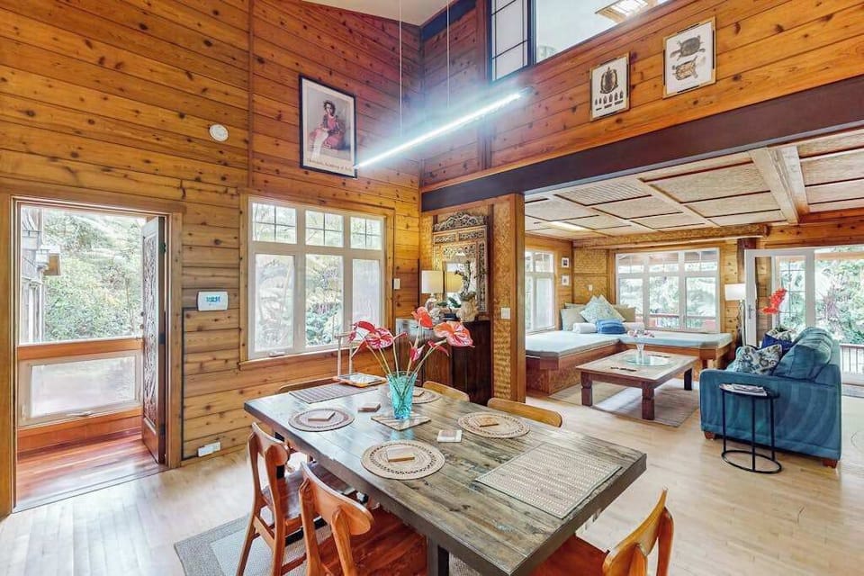 Open-concept living space with cozy fireplace