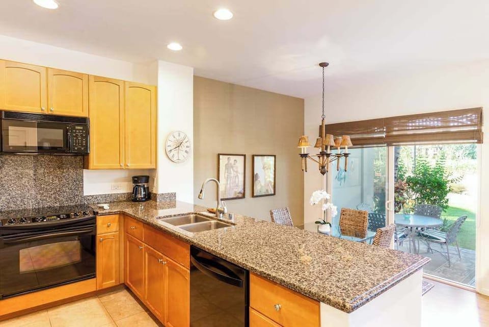 Modern kitchen with granite countertops
