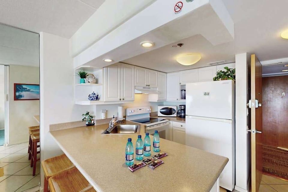 Fully equipped kitchen ready for home-cooked meals throughout your stay always
