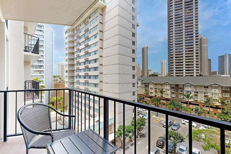 Enjoy stunning city views from the balcony while relaxing in your own outdoor retreat.