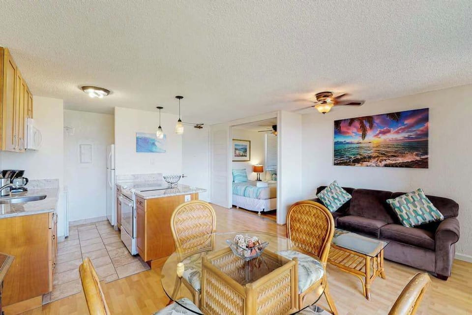 Cook and dine together in one inviting open space
