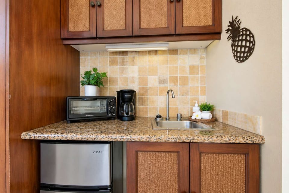 Kitchenette with Coffee Maker and Toaster Oven
