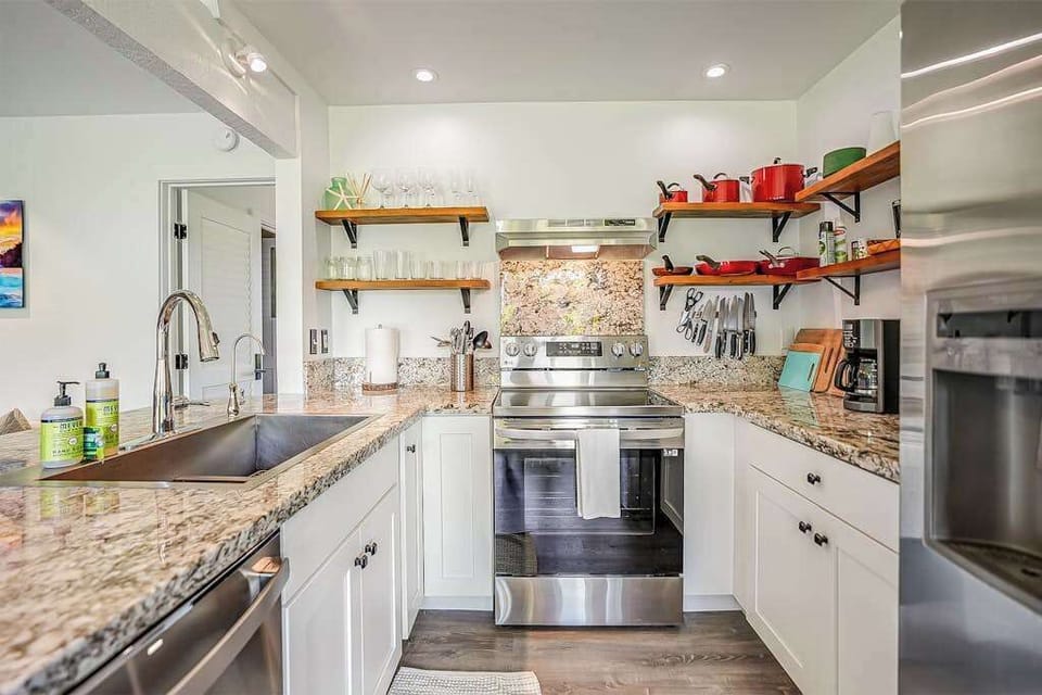 Modern kitchen with stainless steel appliances