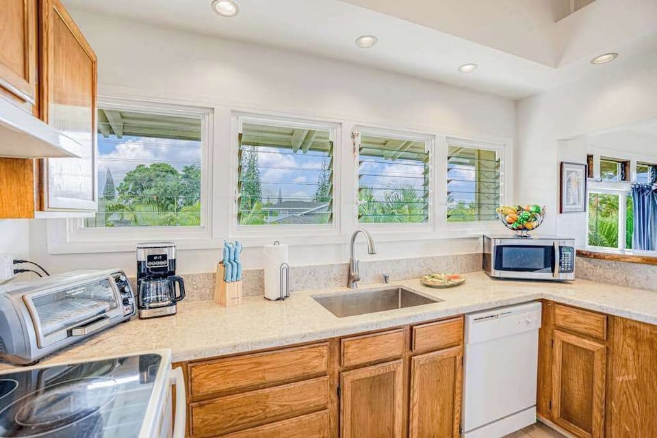 Sunlit Kitchen With Island Charm