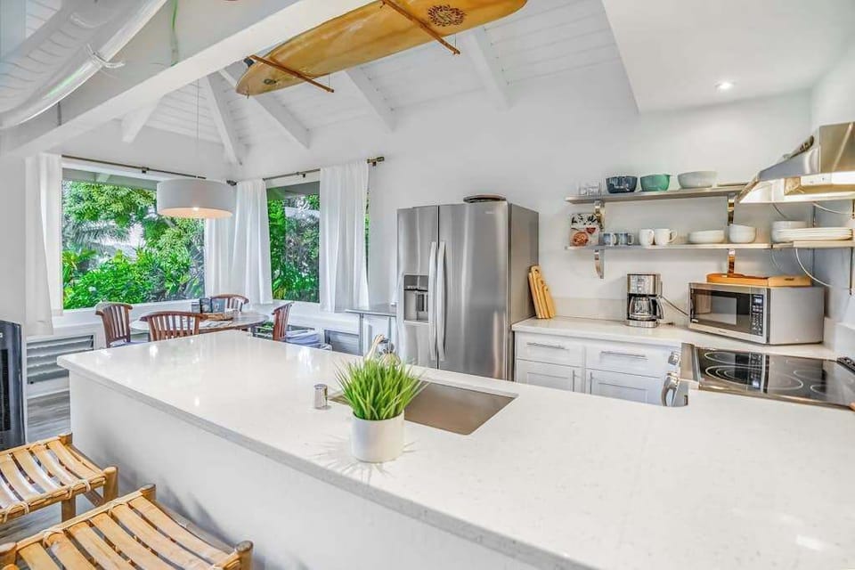 Large kitchen island perfect for meal prep and casual dining.