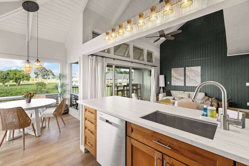 Spacious kitchen with a large island